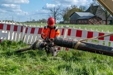 Vorbereitung für den Rohreinzug in die Horizontal-Bohrung.